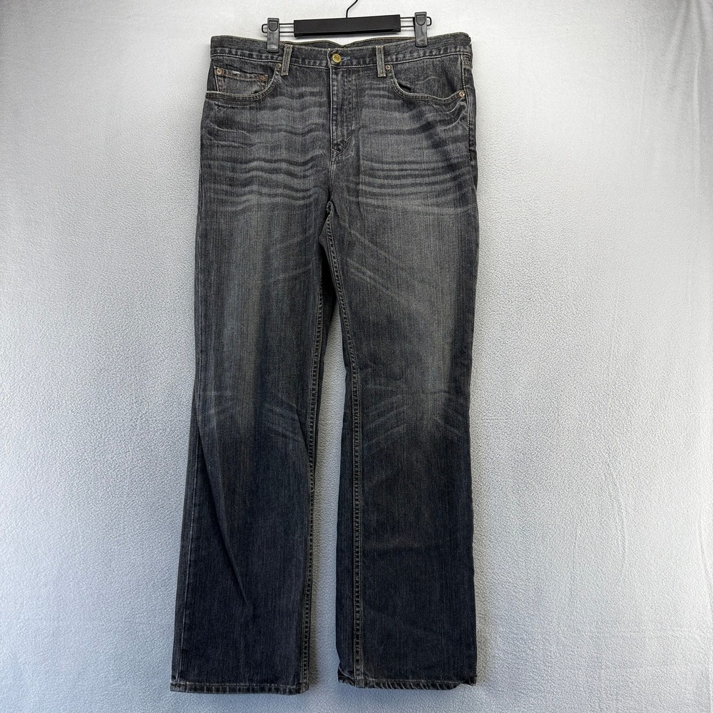 Vintage Banana Republic Jeans Mens 35x32 Black Faded Straight Whisker Honeycomb
